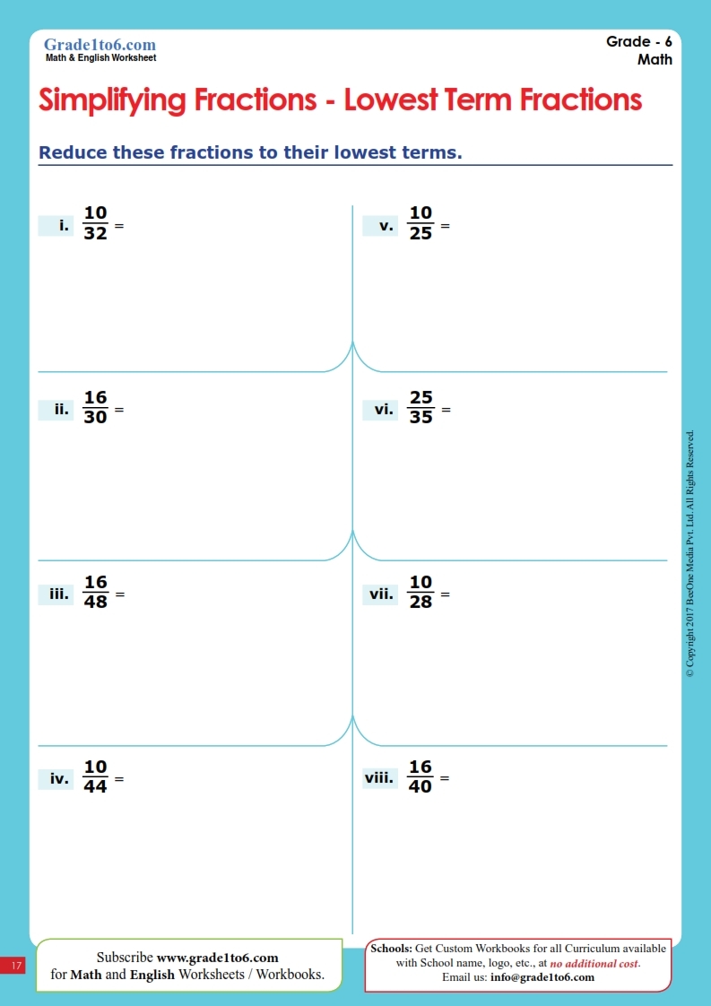 Simplifying Fractions A Fun And Engaging 4th Grade PDF Worksheets 