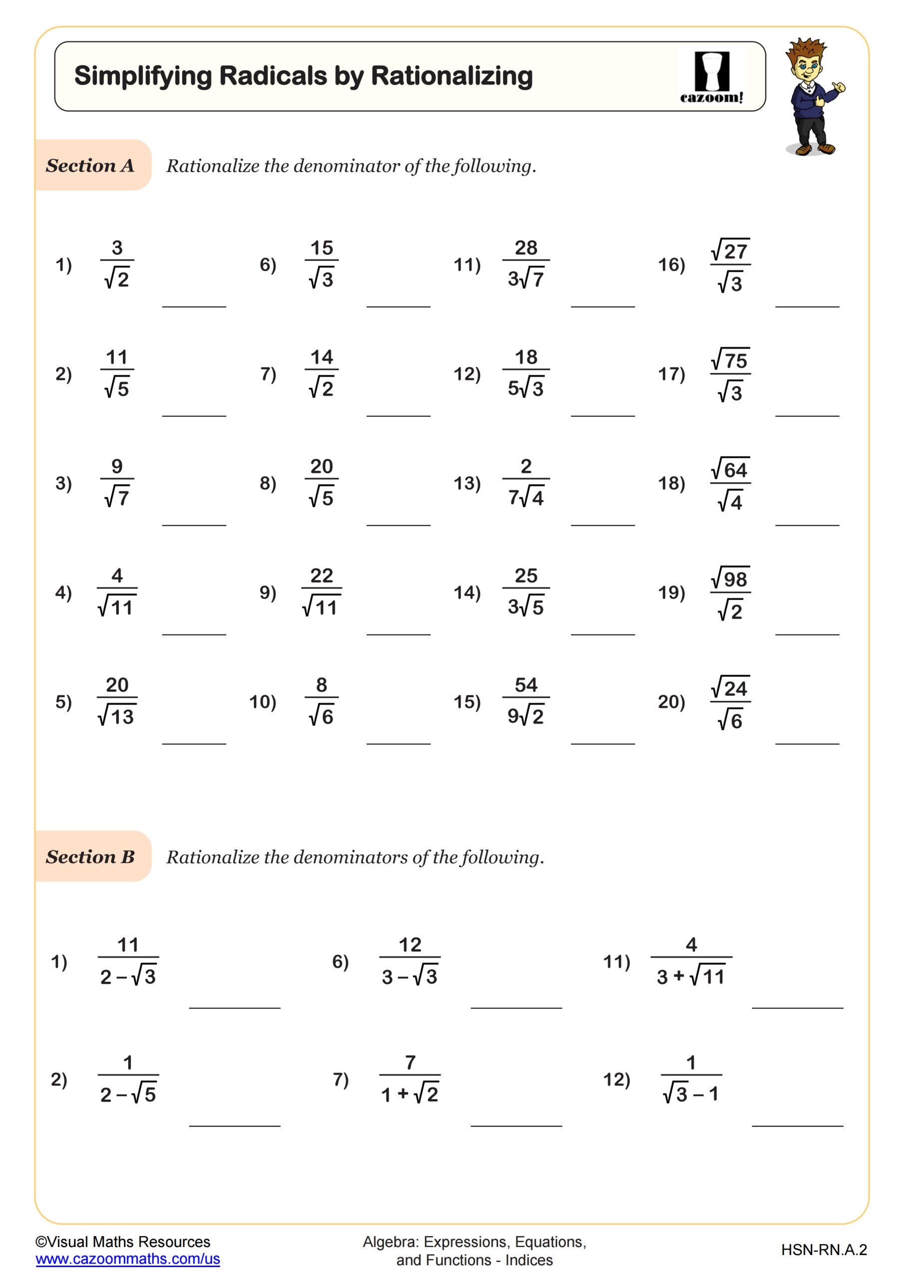 simplify radicals worksheet simplify radicals worksheet