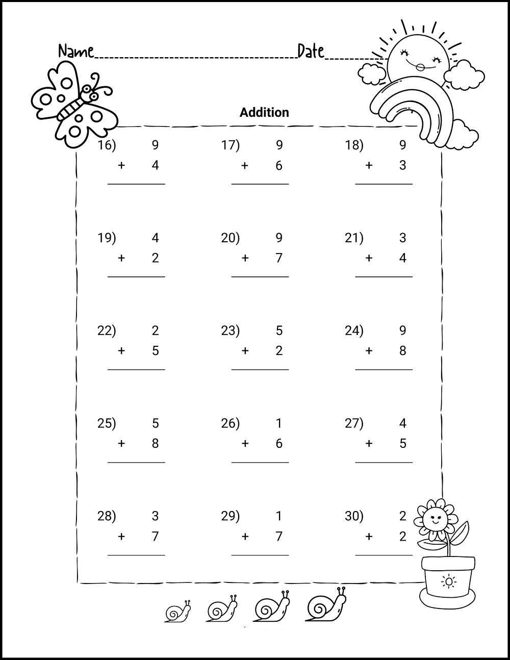 Single Digit Addition Images Worksheet Download Print Now 