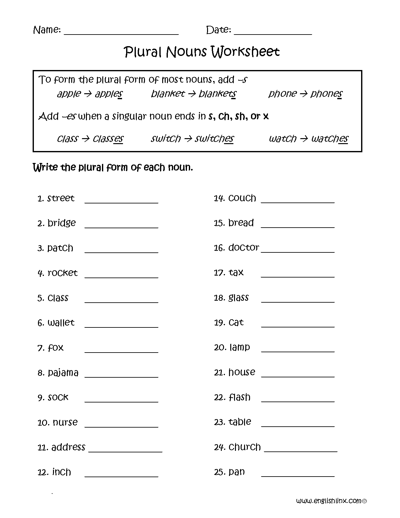 singular and plural nouns worksheet singular and plural nouns worksheet
