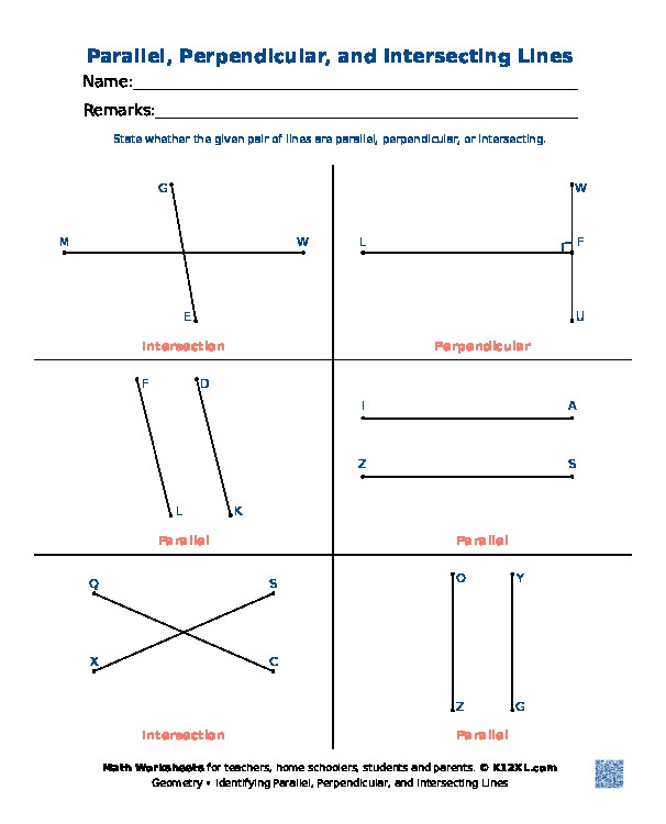 Slope Of Parallel And Perpendicular Lines Practice Worksheet 