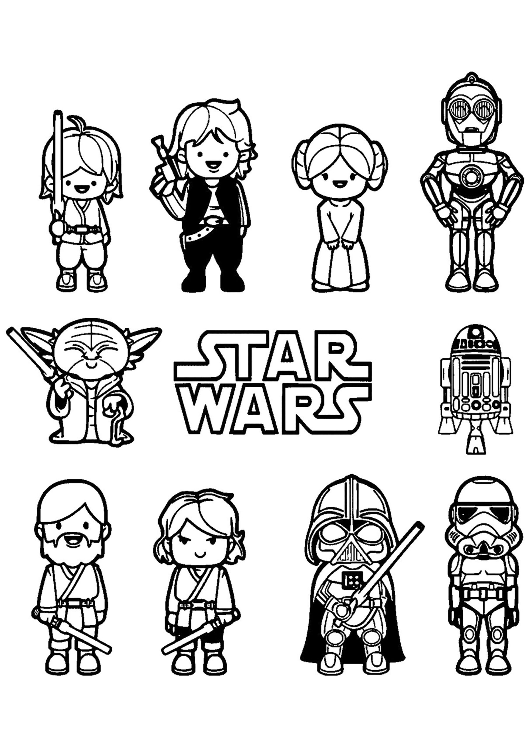 Small Star Wars Characters Star Wars Coloring Pages For Kids