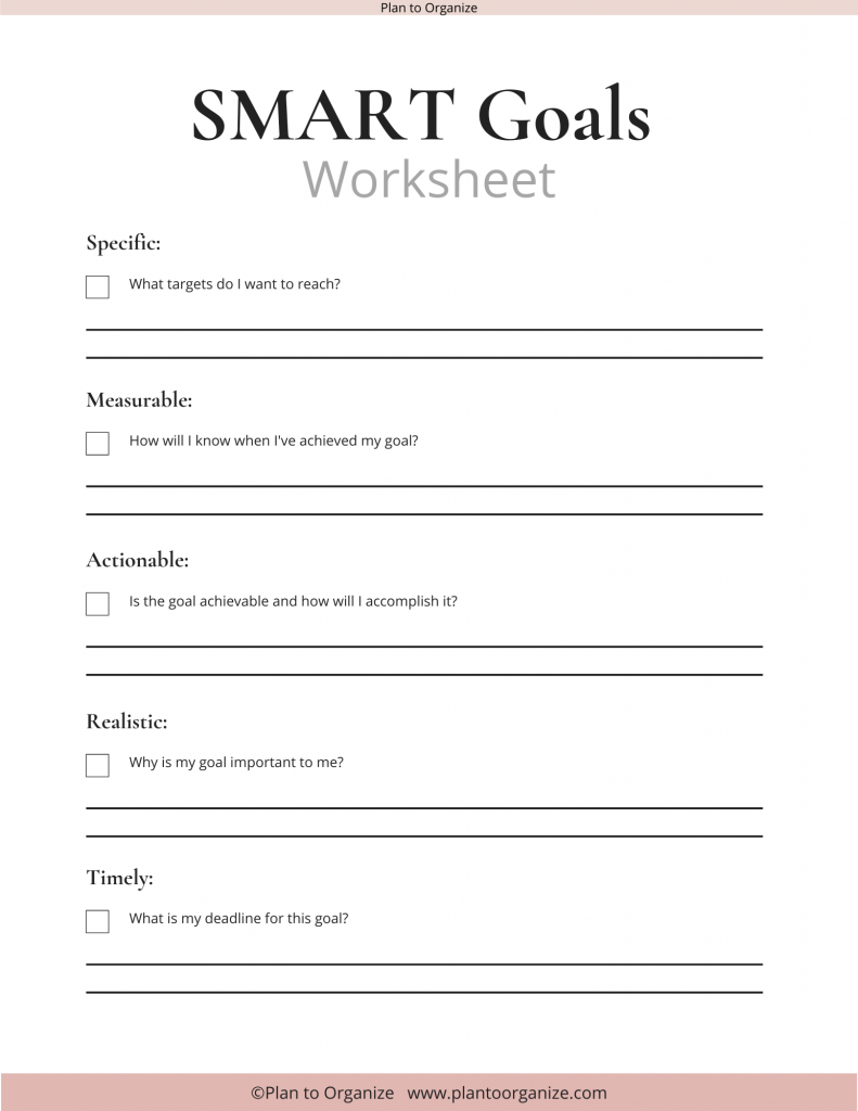 smart goal worksheet