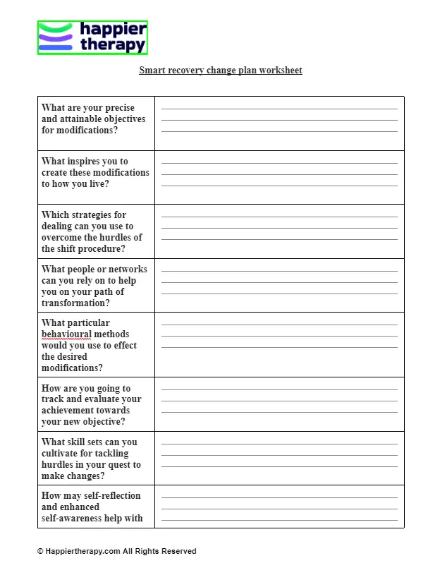 Smart Recovery Change Plan Worksheet HappierTHERAPY Smart Recovery Change Plan Worksheet HappierTHERAPY