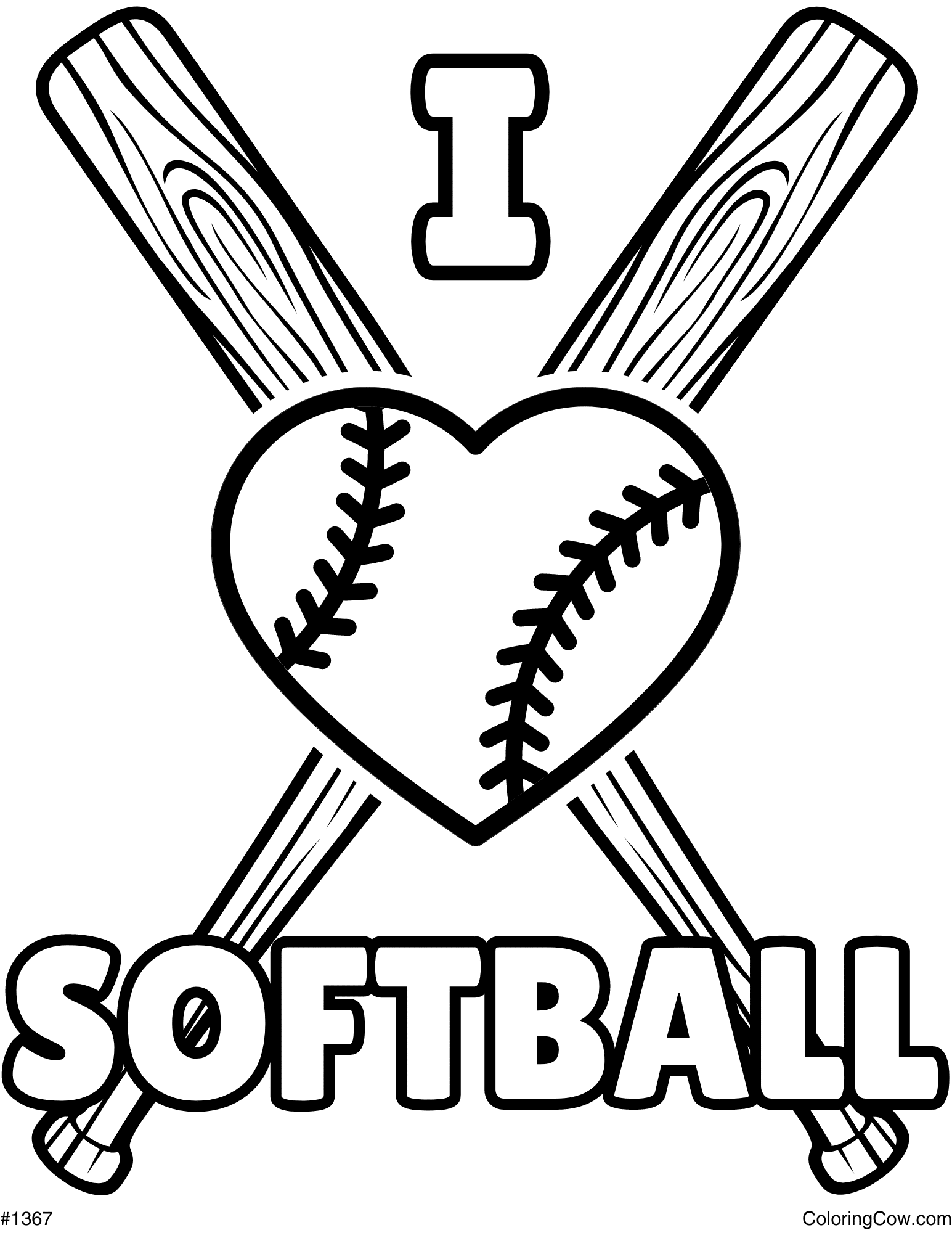 Softball Coloring Page