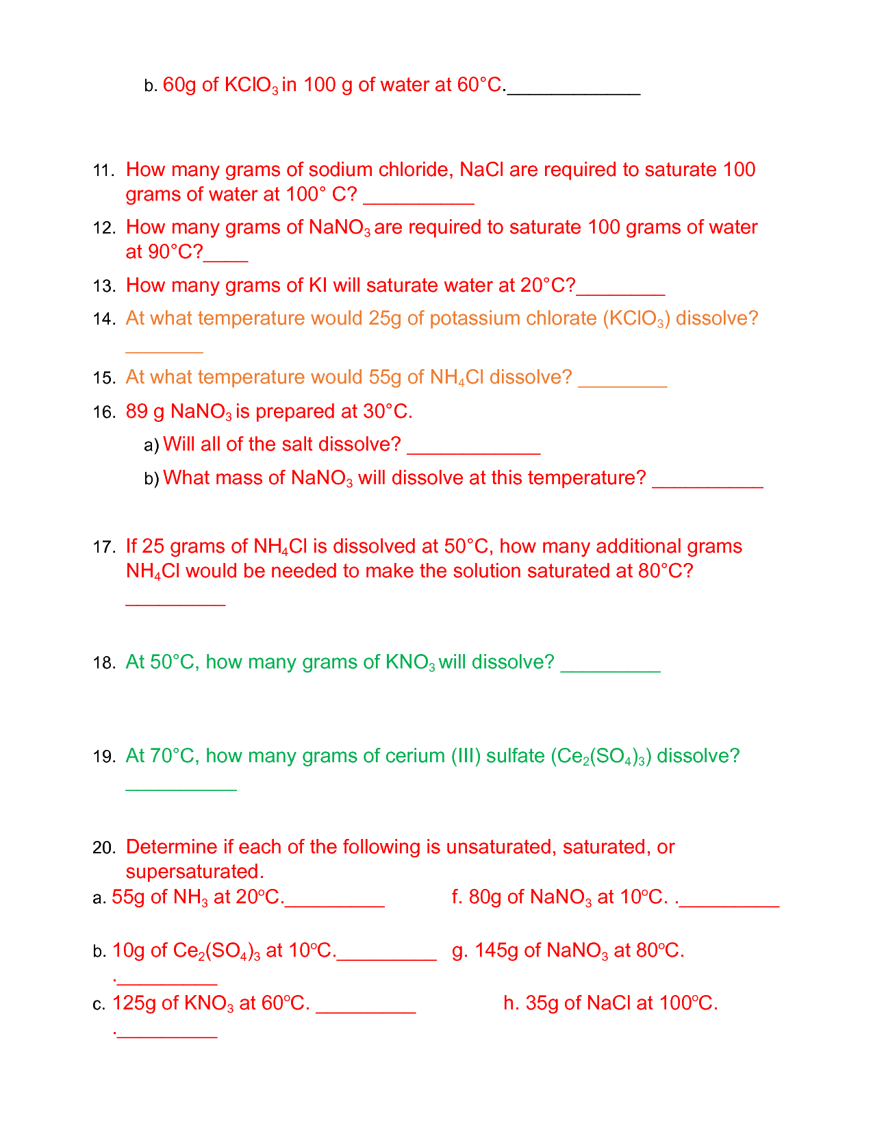 SOLUTION Solubility Curve Worksheet Studypool Worksheets Library