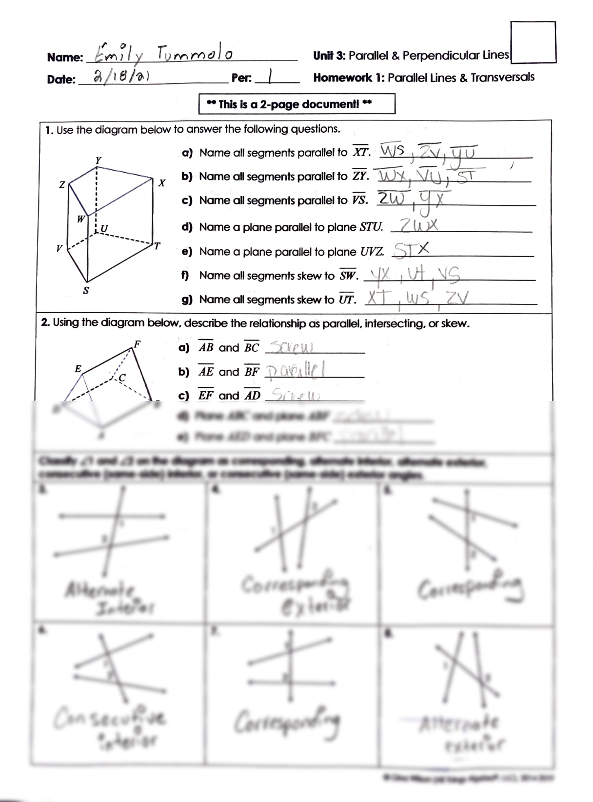 SOLUTION Unit 3 Parallel Perpendicular Lines Transversals 