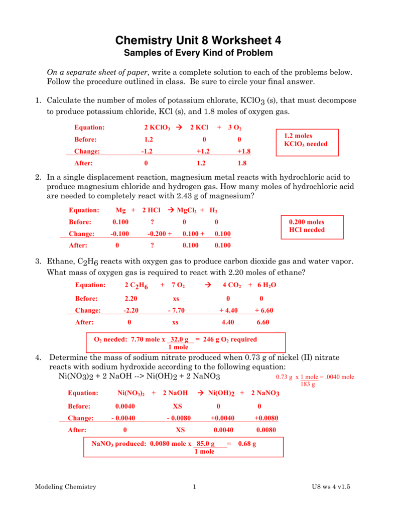 chemistry challenges and solutions worksheet answers