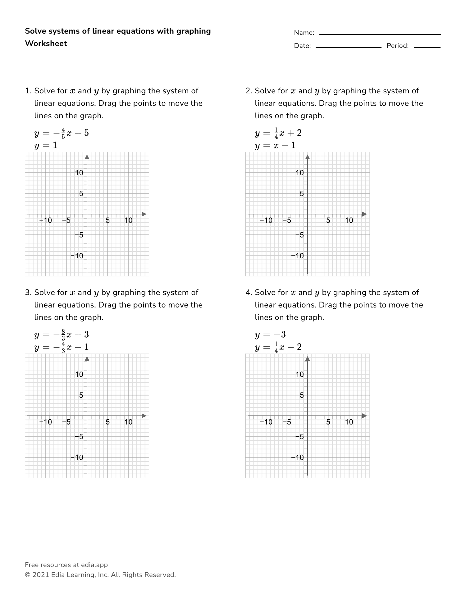 Solve Systems Of Linear Equations With Graphing Worksheet Solve Systems Of Linear Equations With Graphing Worksheet