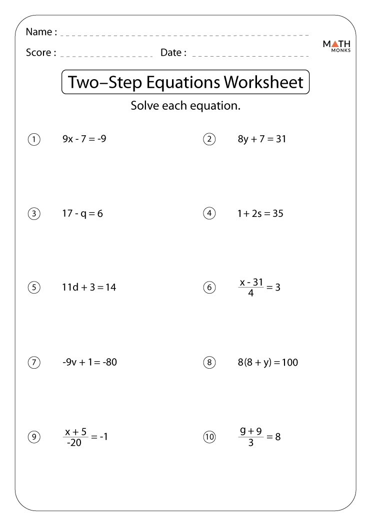 solving two step equations worksheet solving two step equations worksheet