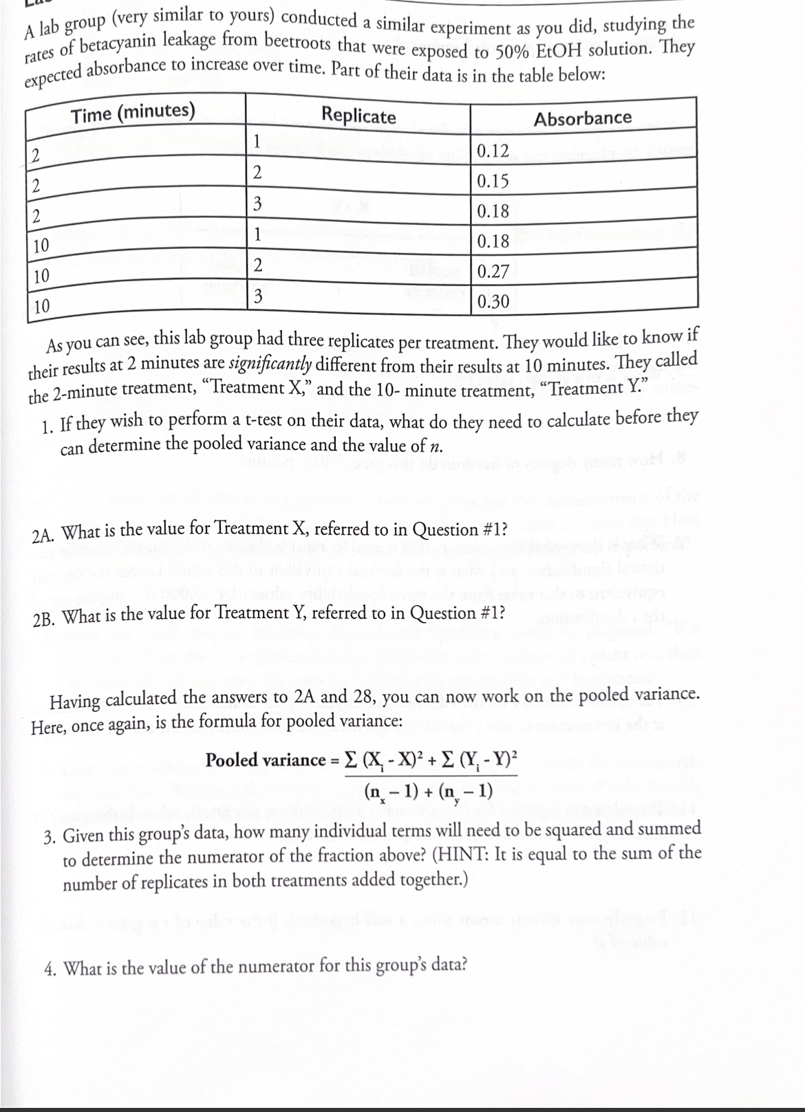 Solved T test Worksheet Lab 3 biology A Lab Group very Chegg