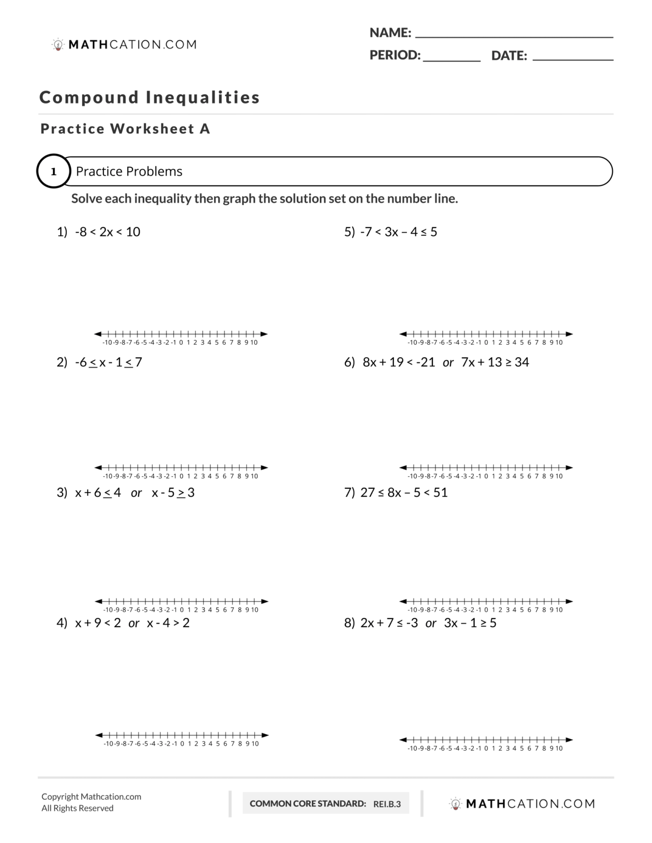 Solving Compound Inequalities Worksheet Definition And Examples