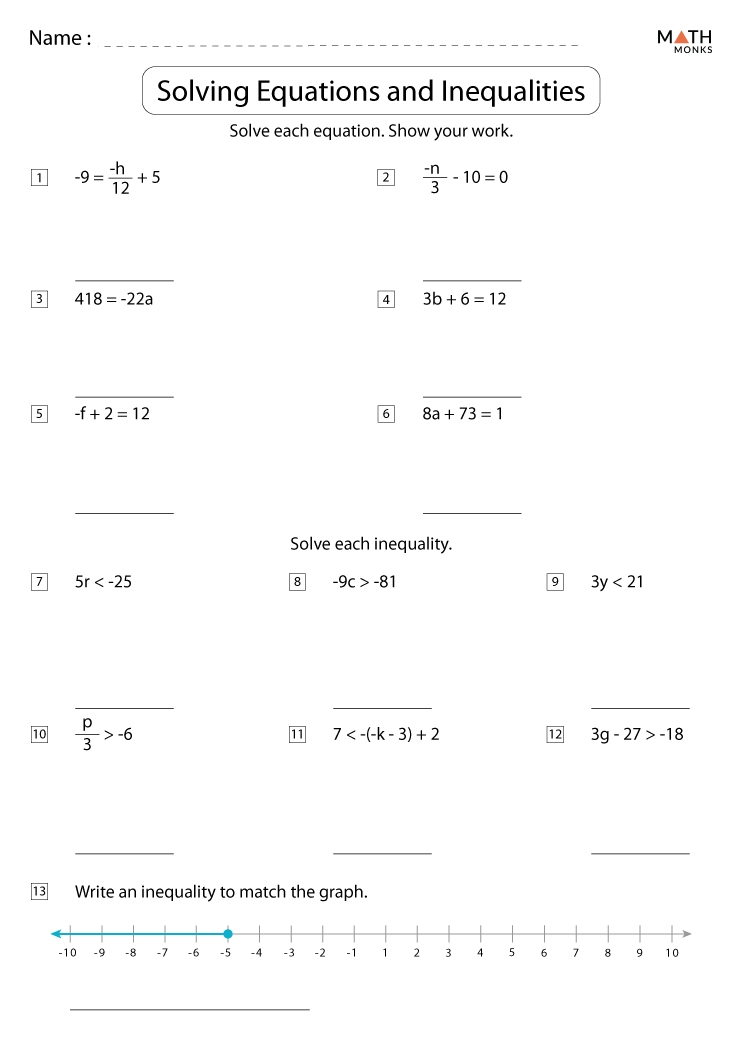 Solving Equations And Inequalities Worksheets With Answer Key Solving Equations And Inequalities Worksheets With Answer Key