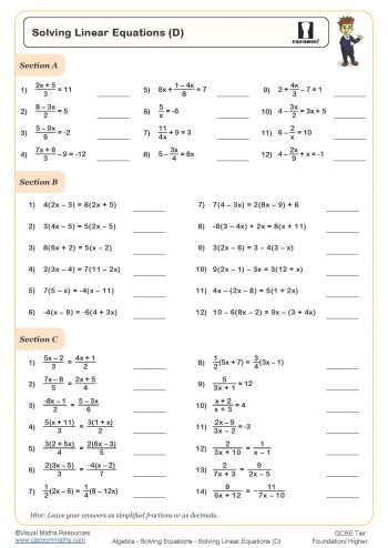 Solving Equations Worksheets Solving Linear Equations Worksheets Solving Equations Worksheets Solving Linear Equations Worksheets