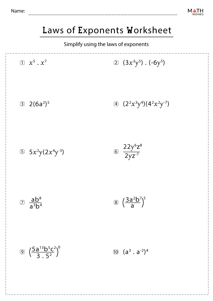 Solving Exponents Worksheets Solving Exponents Worksheets