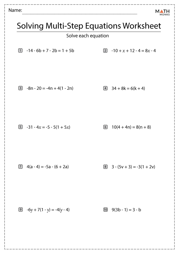 Solving Multi Step Equations Christmas Worksheets Library