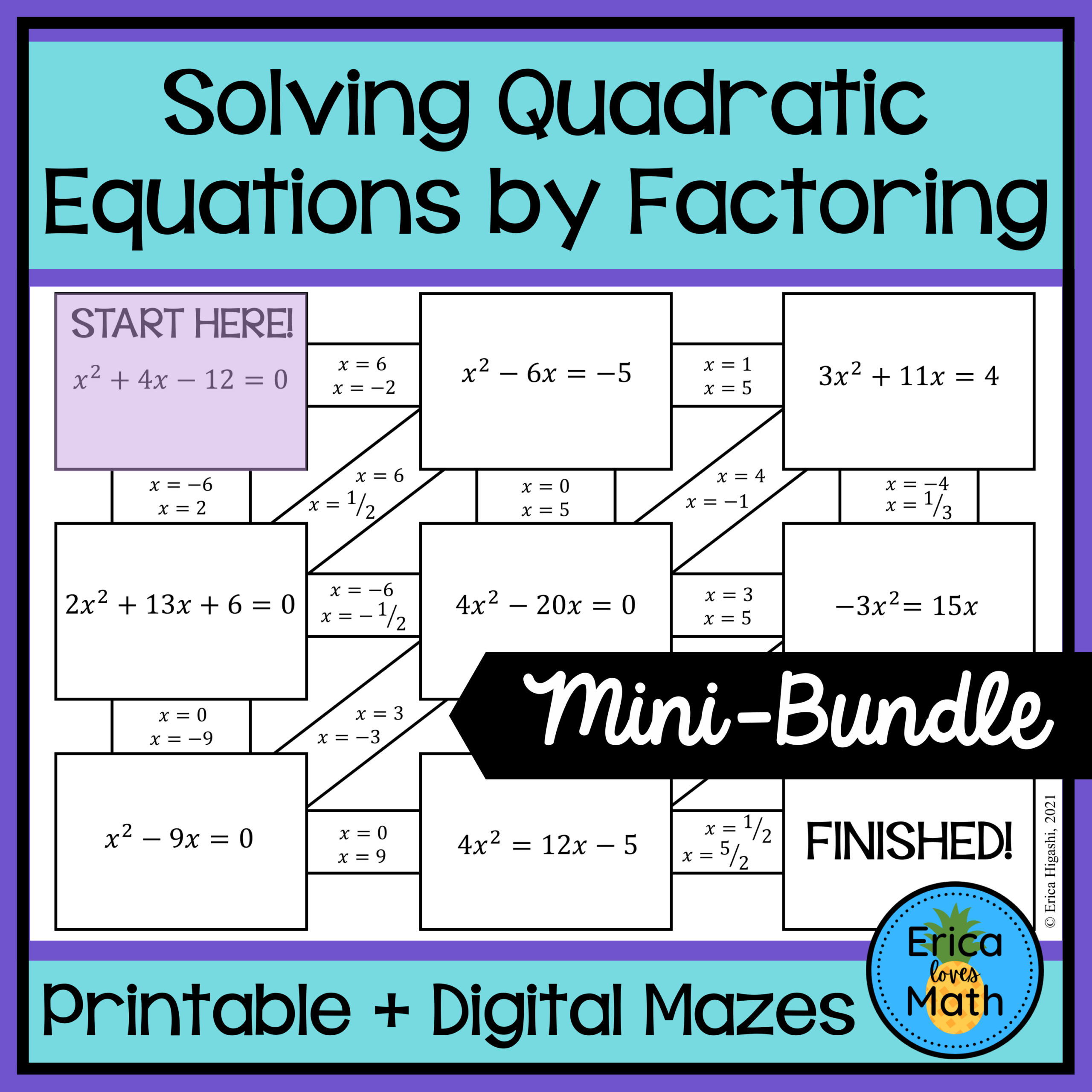 Solving Quadratic Equations By Factoring Activity Printable Solving Quadratic Equations By Factoring Activity Printable