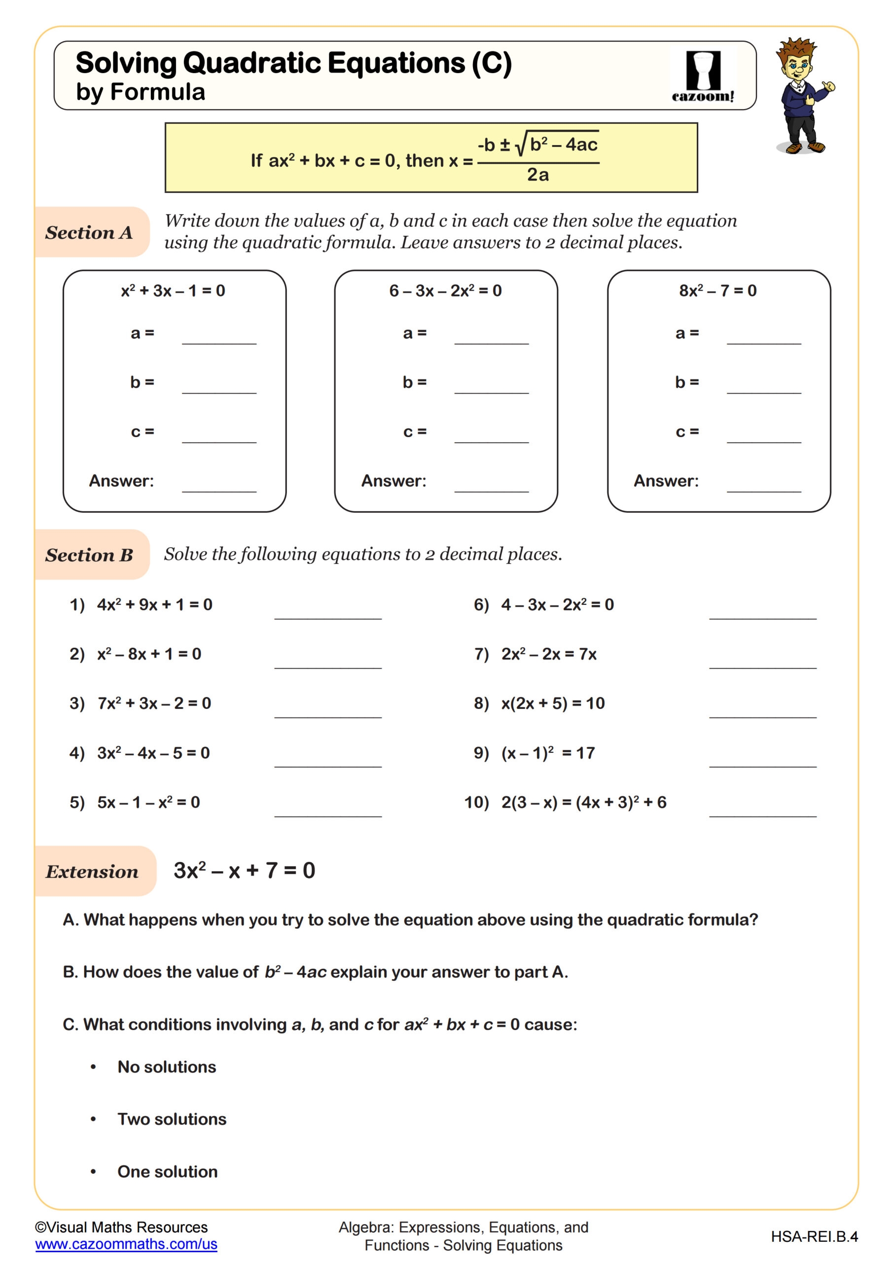 Solving Quadratic Equations Worksheets Practice Questions And 