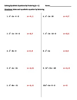Solving Quadratics By Factoring Worksheet By Mitchell 39 s Math Madhouse