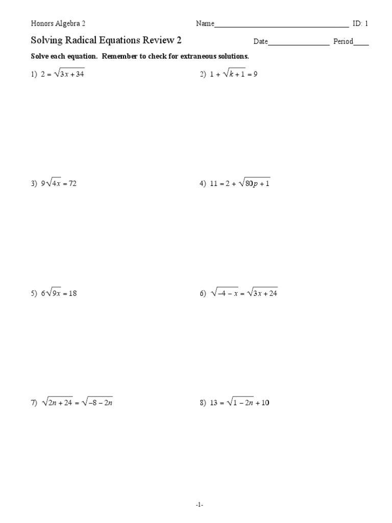 solving radical equations worksheet math 154b solving radical equations worksheet math 154b