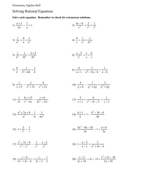 solving rational equations worksheet solving rational equations worksheet