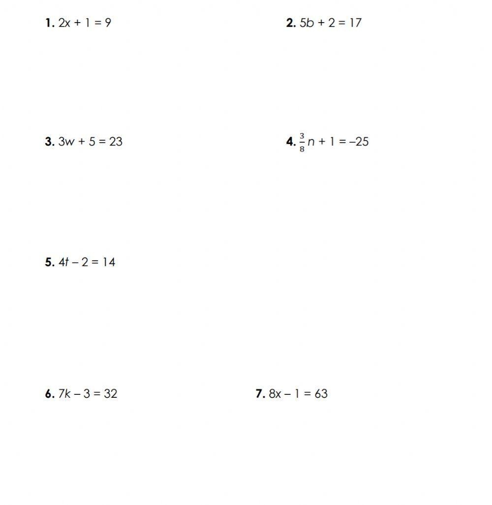 Solving Two Step Linear Equations Worksheet Live Worksheets Solving Two Step Linear Equations Worksheet Live Worksheets