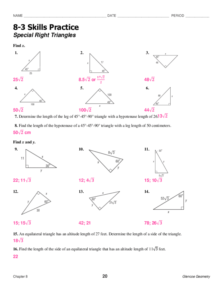 Special Right Triangles Guided Notes Worksheets Worksheets Library