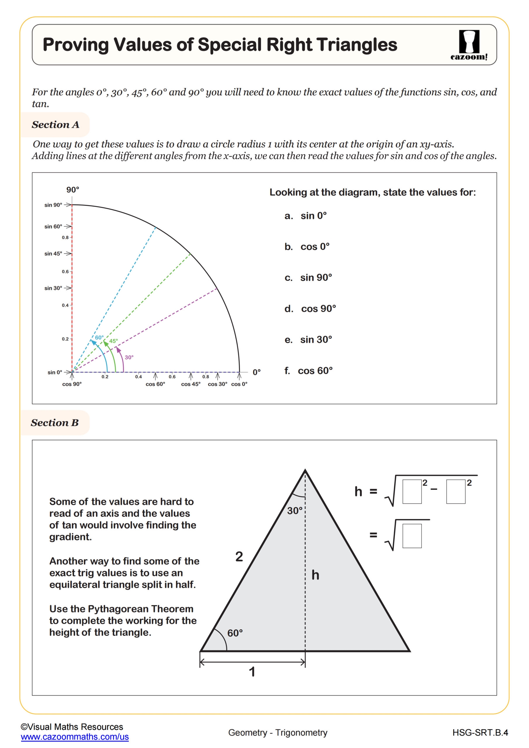 Special Right Triangles Worksheet For 10th Grade Lesson Planet 