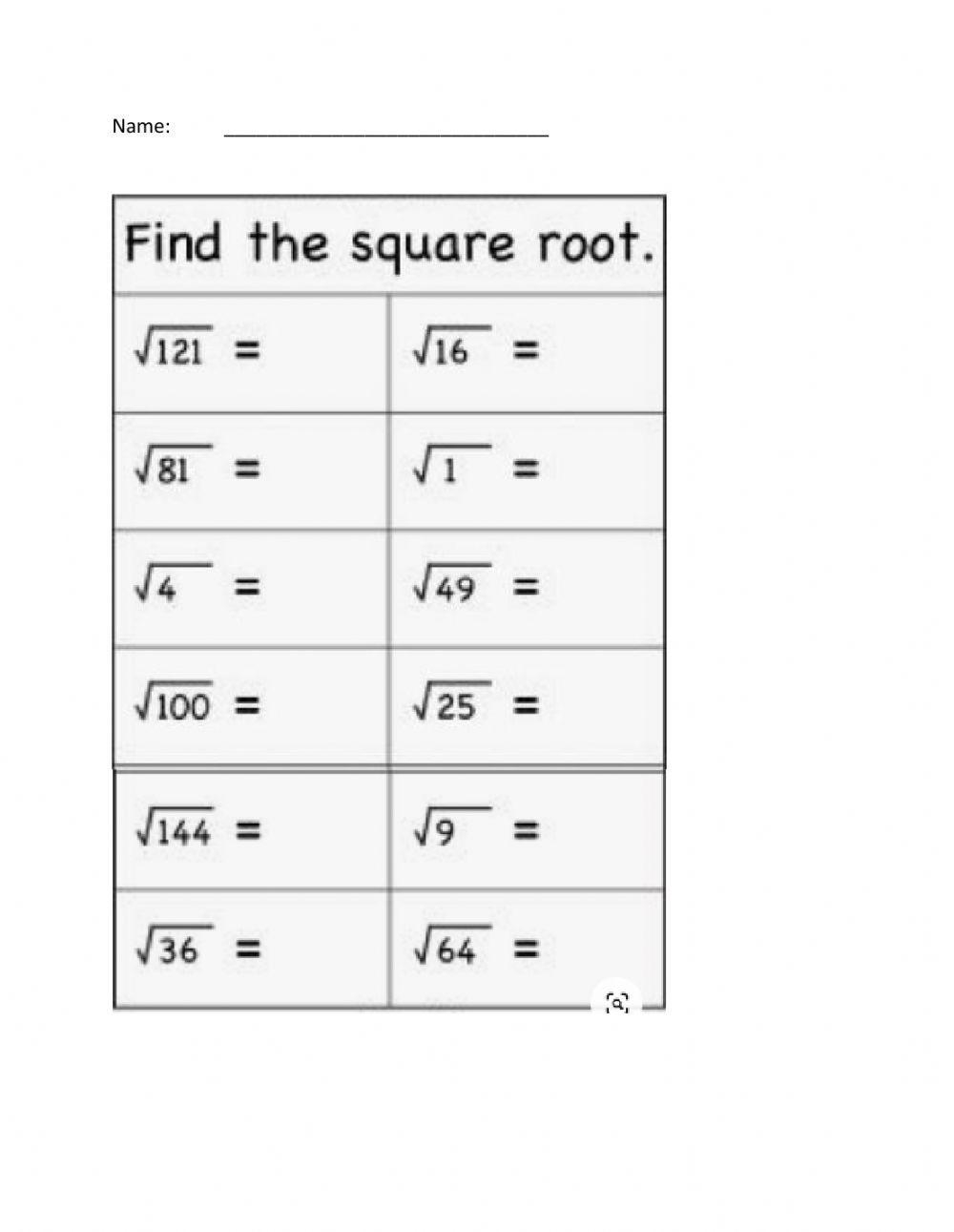 Square Roots Worksheet For 4th 6th Grade Lesson Planet Worksheets Square Roots Worksheet For 4th 6th Grade Lesson Planet Worksheets