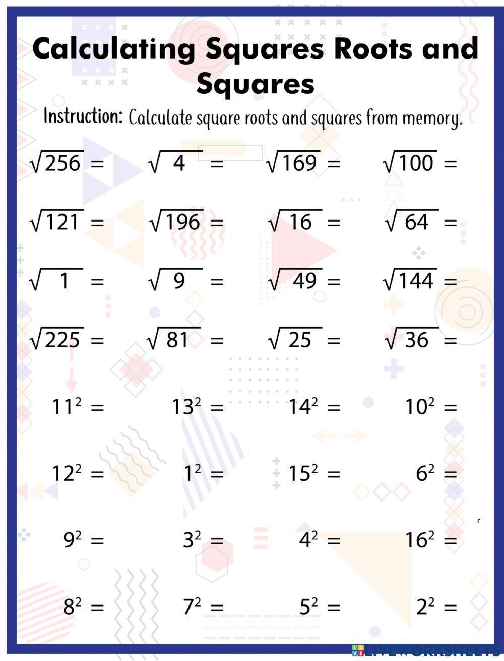 Squares And Square Roots Worksheets Library Squares And Square Roots Worksheets Library