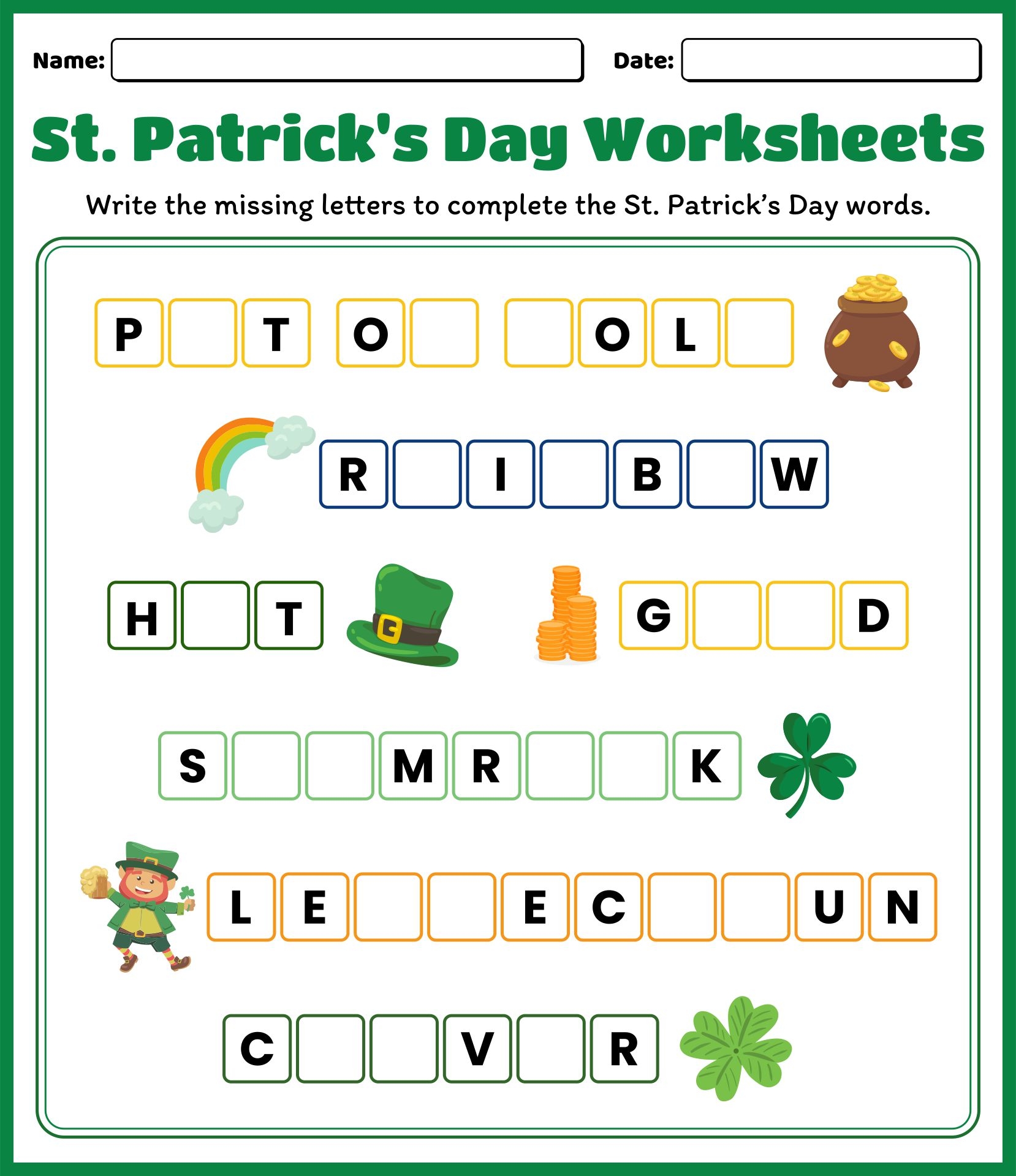 St Patrick 39 s Day Worksheets 11 Free PDF Printables Printablee St Patrick 39 s Day Worksheets 11 Free PDF Printables Printablee