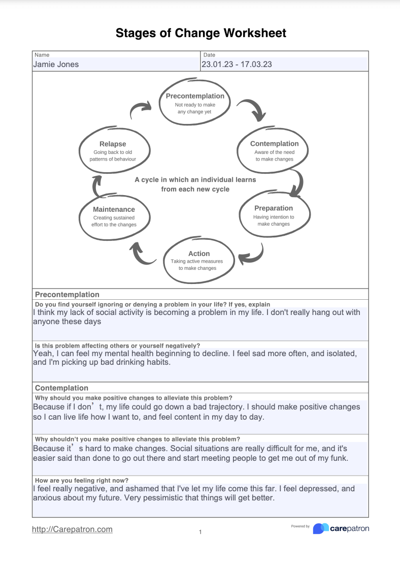 stages of change worksheet stages of change worksheet