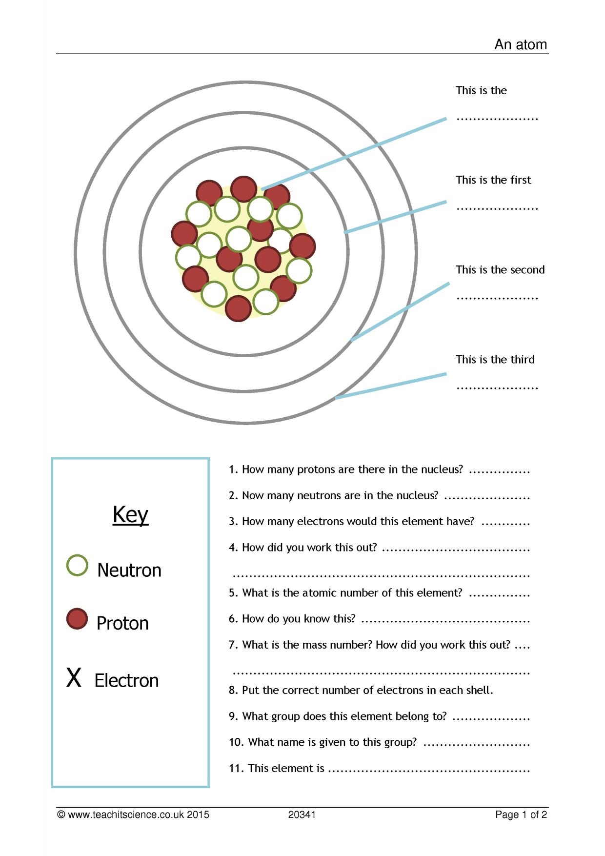 Structure Of The Atom Worksheet Structure Of The Atom Worksheet