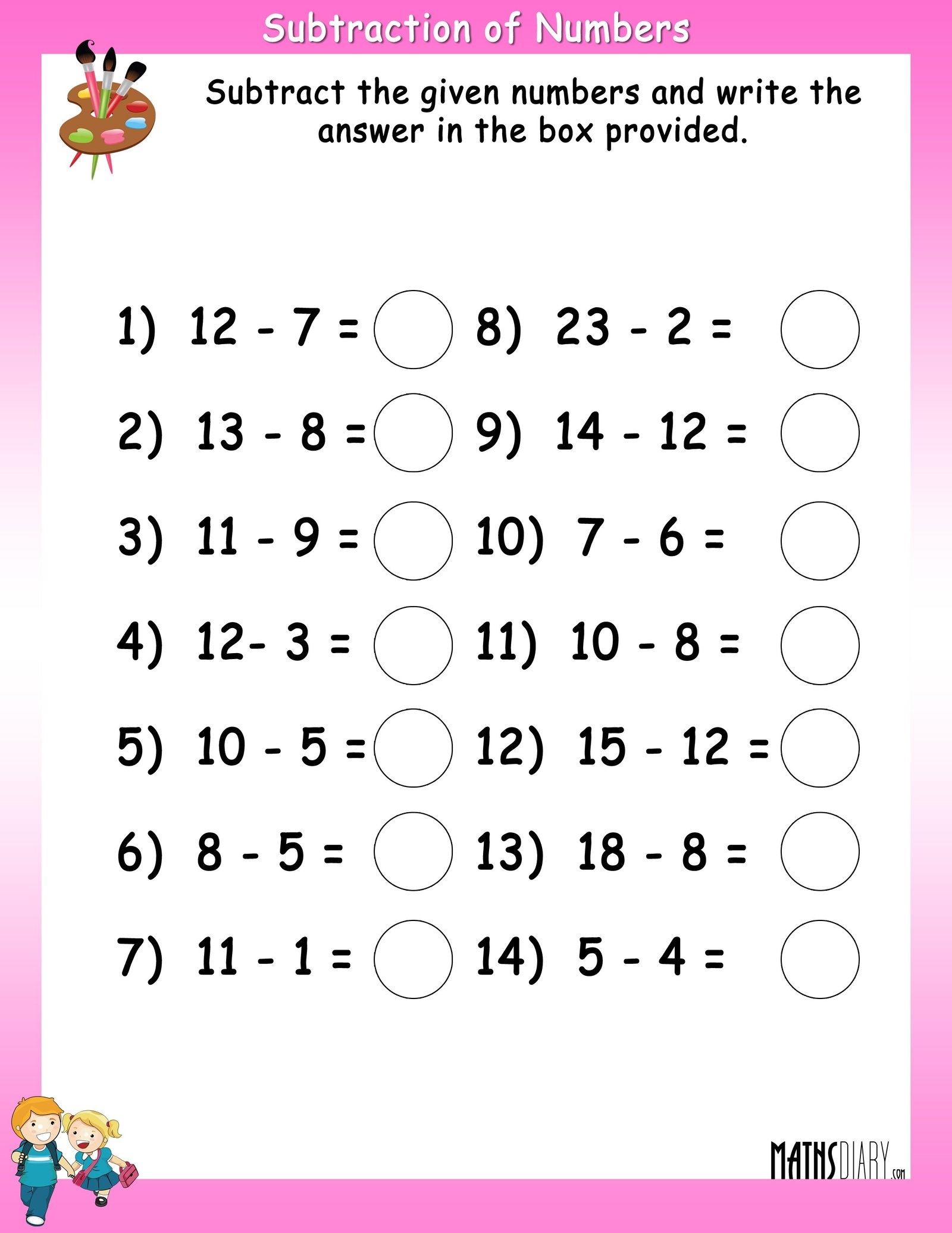 subtraction worksheets for grade 1 subtraction worksheets for grade 1
