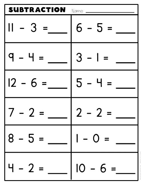 Subtraction Worksheets For Kindergarten Kindergarten Mom