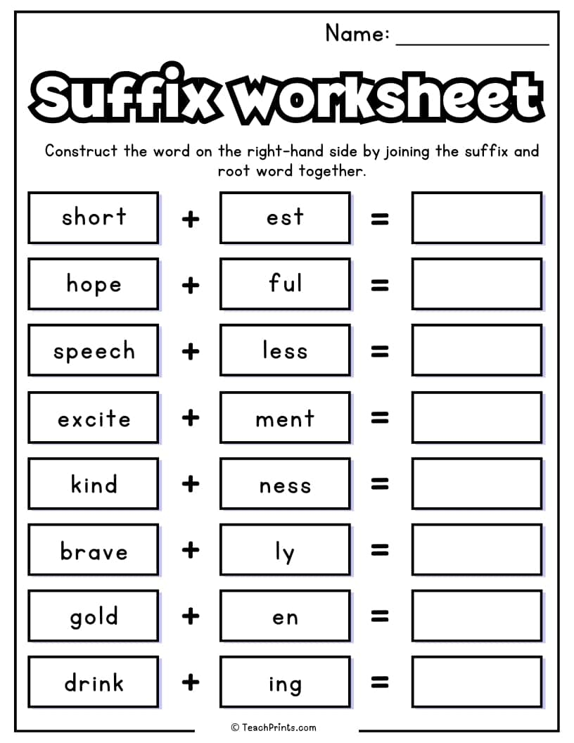 Suffix Worksheets 10 Free PDF Printables Teach Prints Suffix Worksheets 10 Free PDF Printables Teach Prints