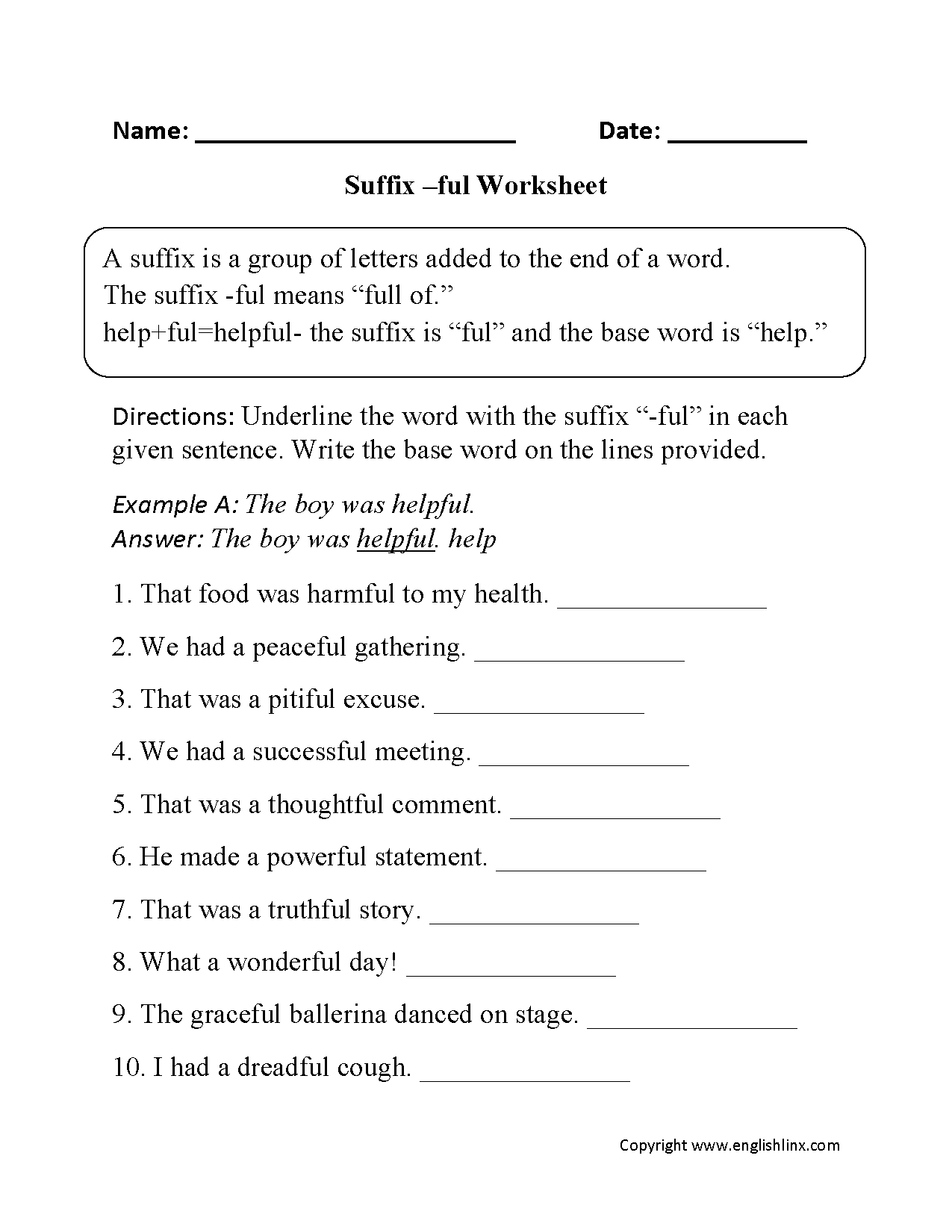 Suffix Worksheets Suffix Worksheets