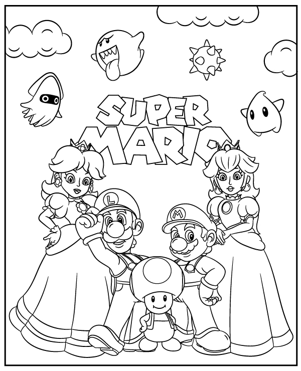 Super Mario Characters Coloring Page Super Mario Characters Coloring Page