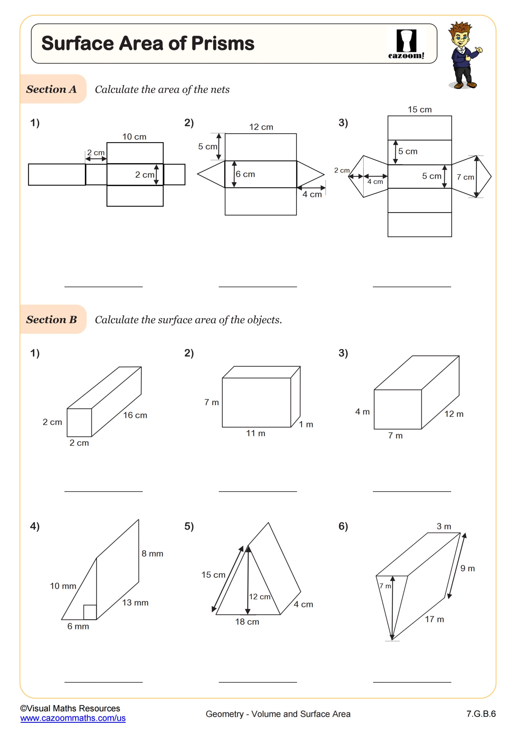Surface Area Of Prisms Worksheet 7th Grade PDF Worksheets 