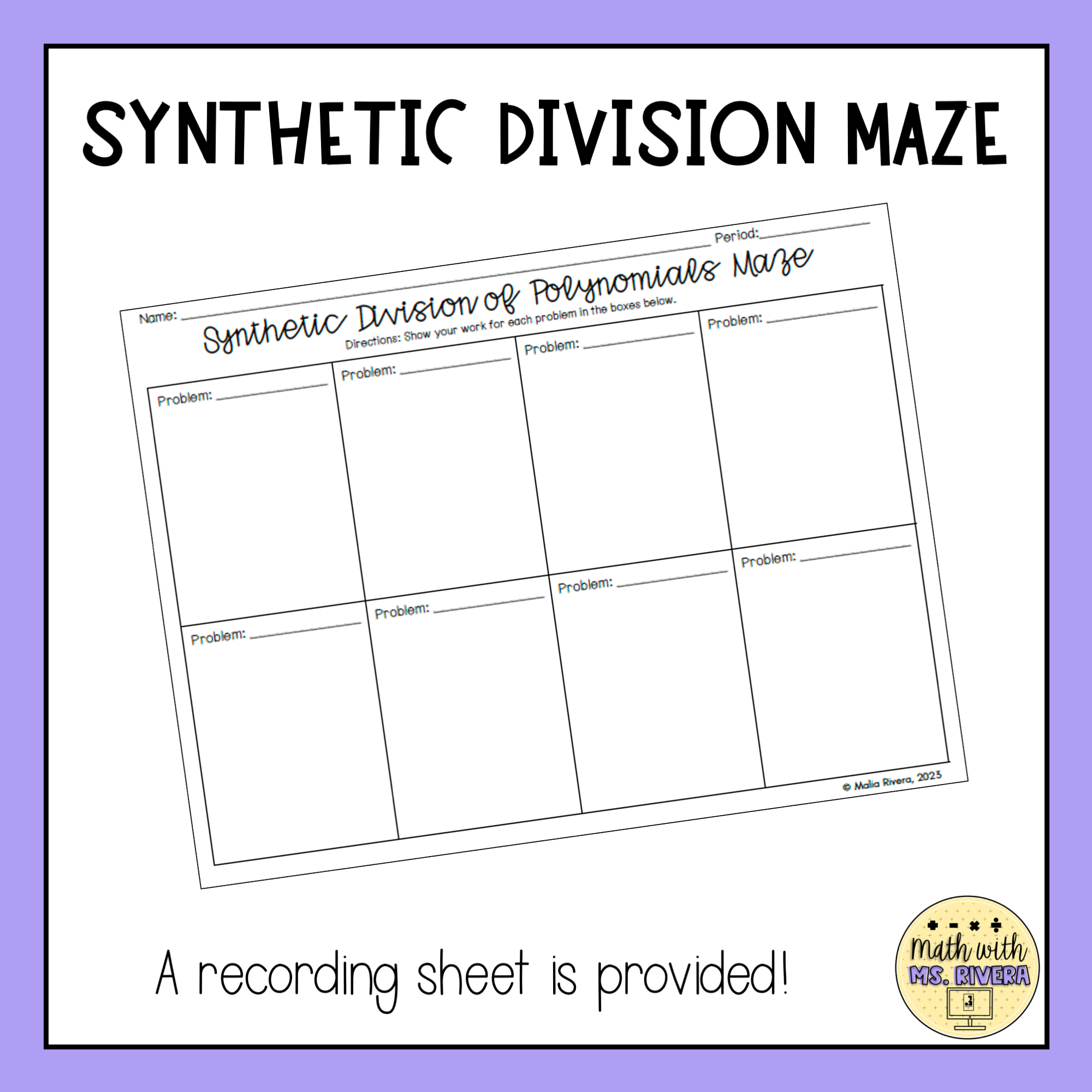 Synthetic Division Practice Worksheet editable And Fillable Resource Synthetic Division Practice Worksheet editable And Fillable Resource