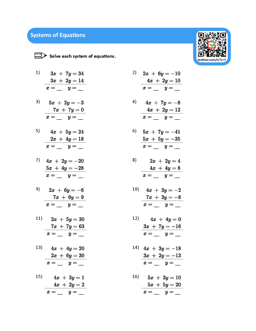 Systems Of Equations Worksheets Worksheets Library