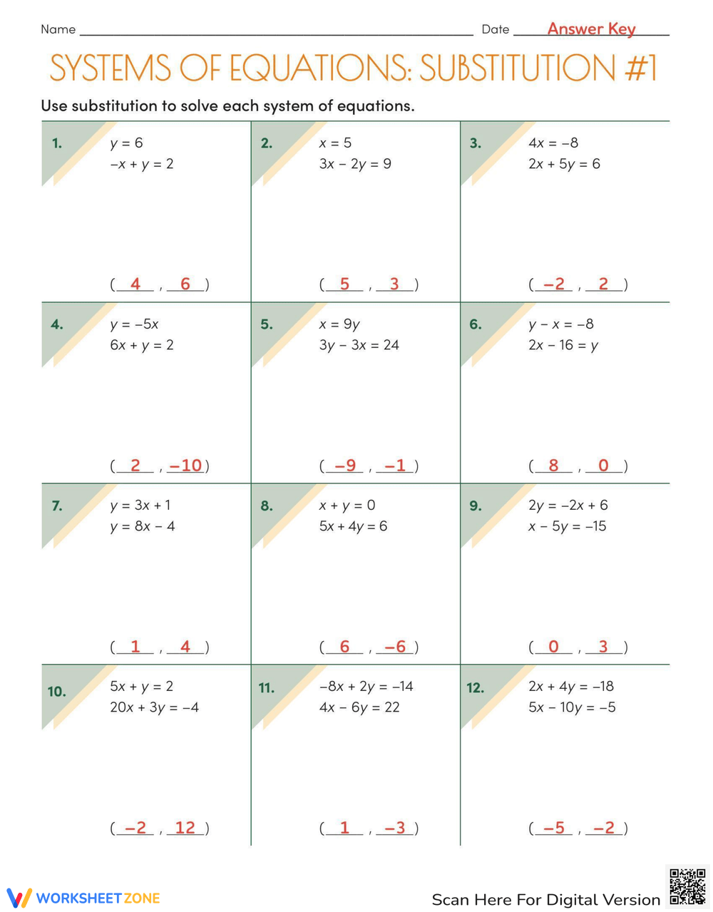 Systems Of Two Equations Worksheet For 7th 8th Grade Lesson Planet 