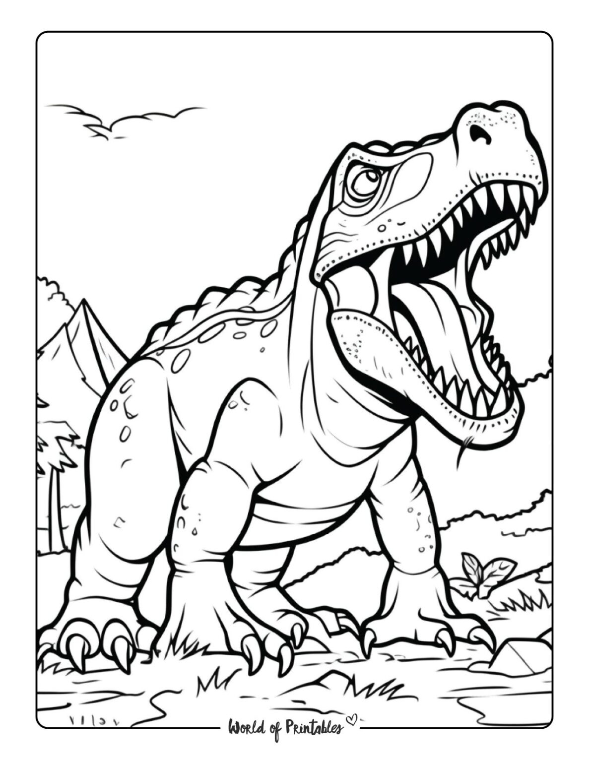 T Rex Coloring Pages World Of Printables T Rex Coloring Pages World Of Printables
