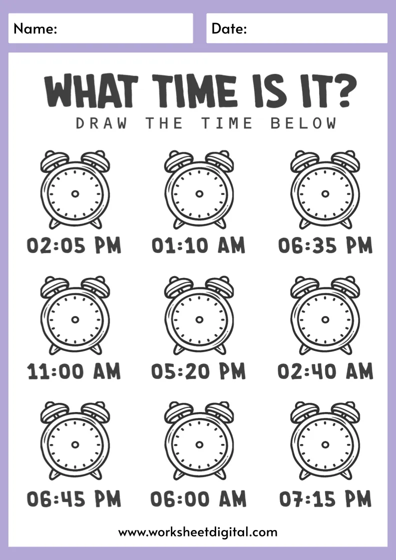 Telling Time Worksheet Digital Worksheets Library