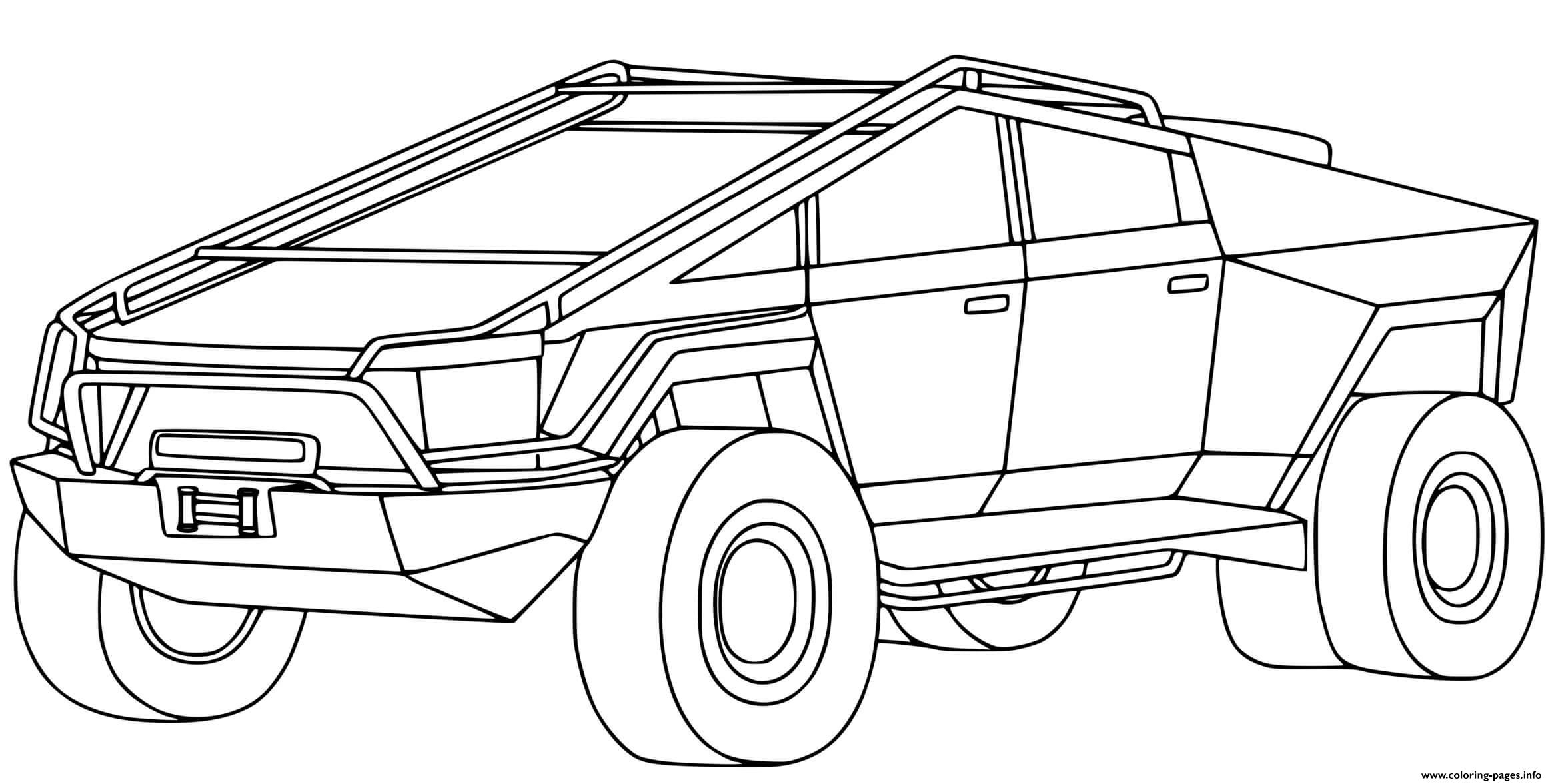 Tesla Cybertruck Coloring Page Printable