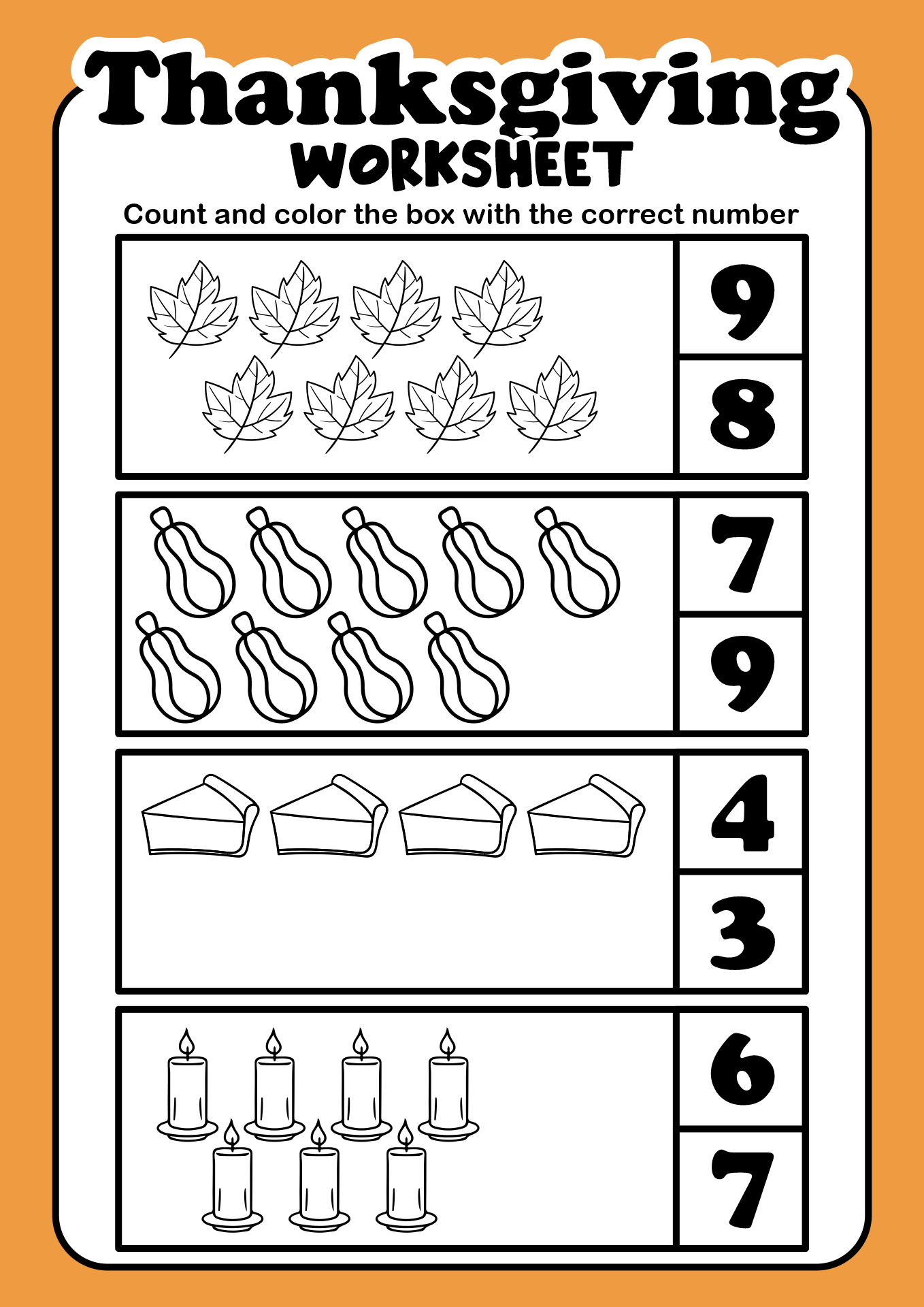 Thanksgiving Math Worksheet