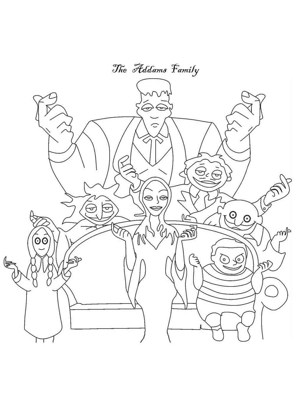 kitty kat addams family coloring page