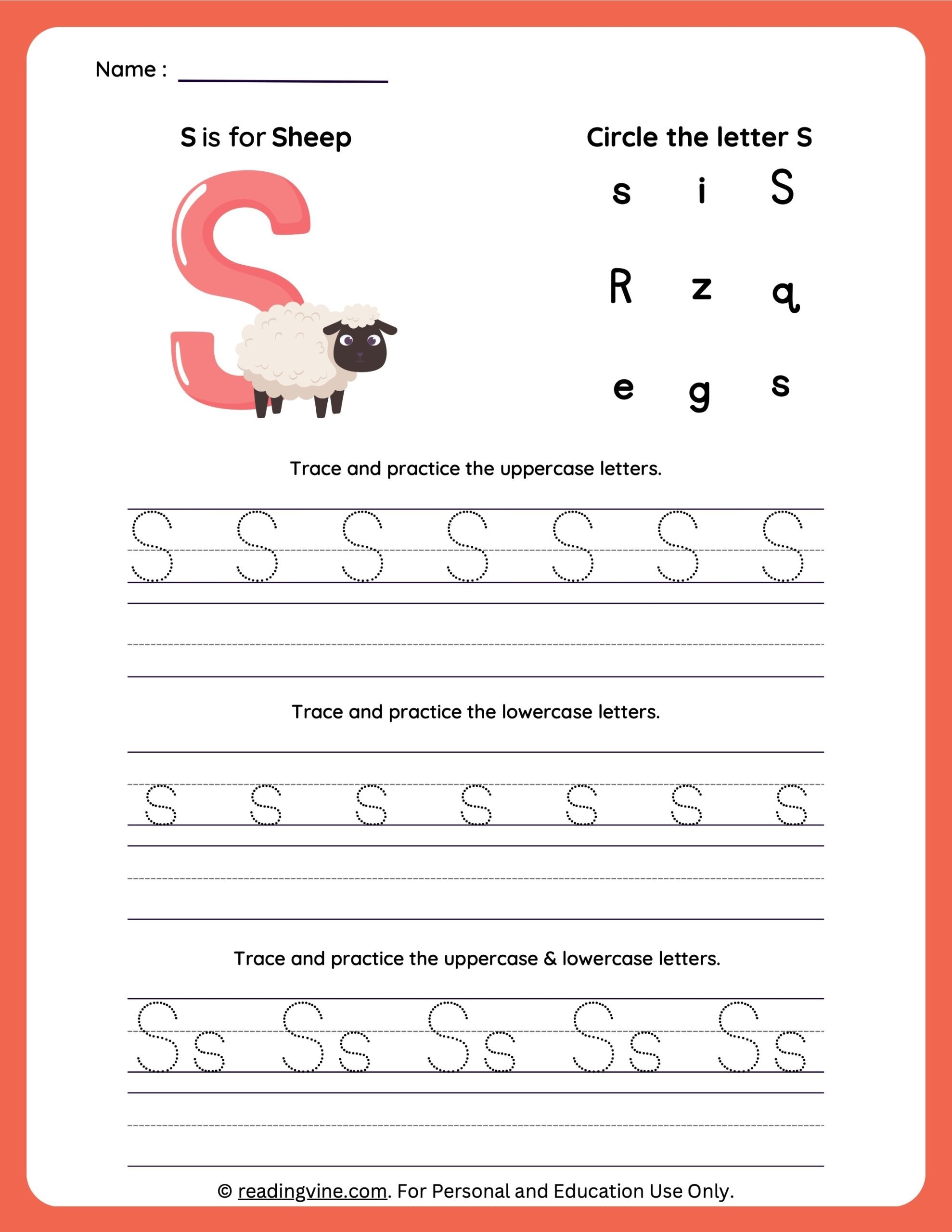 The Letter S Worksheet