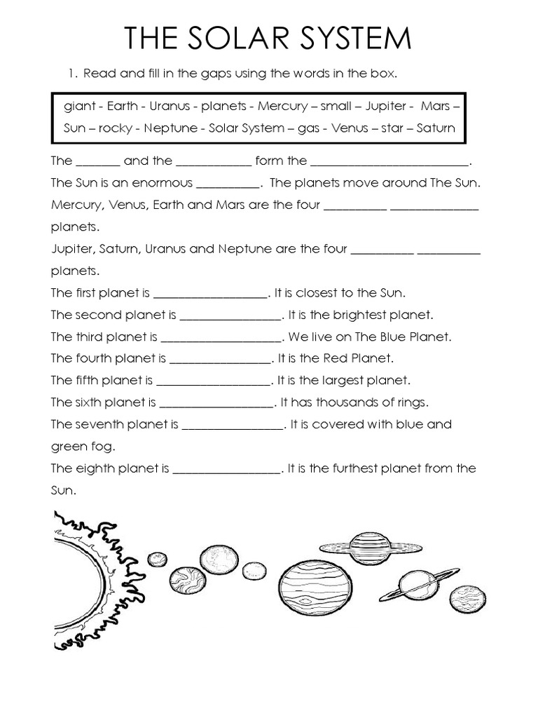 THE SOLAR SYSTEM Interactive Worksheet PDF Worksheets Library
