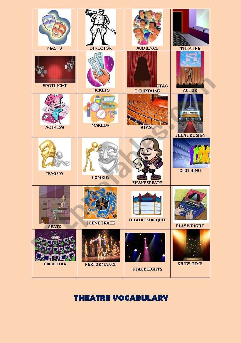THEATRE VOCABULARY ESL Worksheet By 1961Anucha